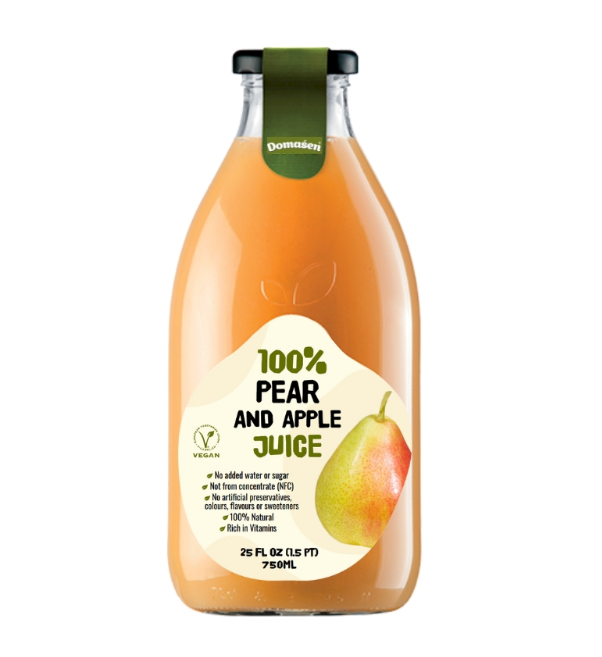 PEAR and APPLE 100% JUICE, 0.75L, DOMASEN, Serbia