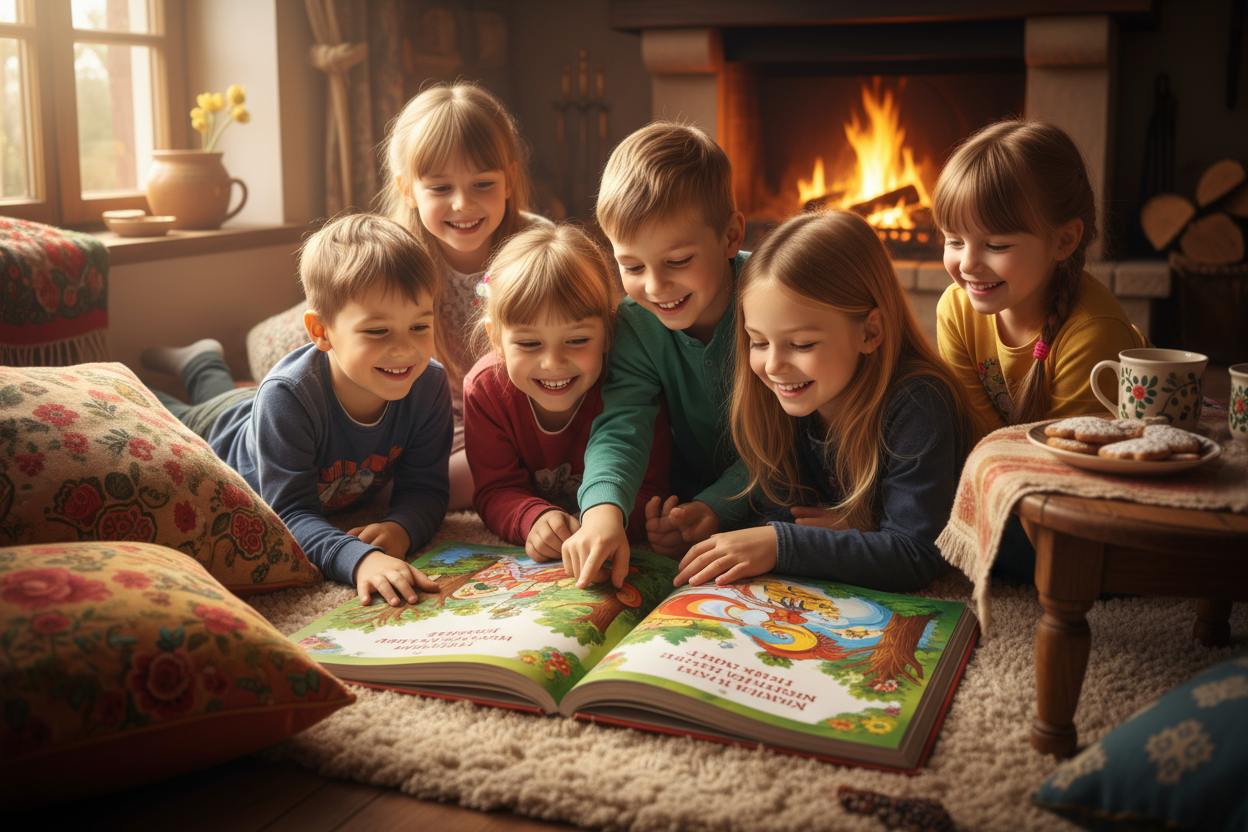 polish kids very happy reading fearytails from polish book