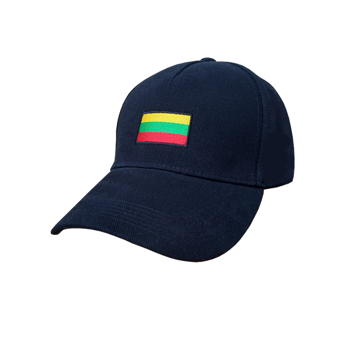 Black cap with embroidered tricolor Lithuania flag