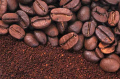 Close up of medium roast ground coffee texture Jacobs Krönung